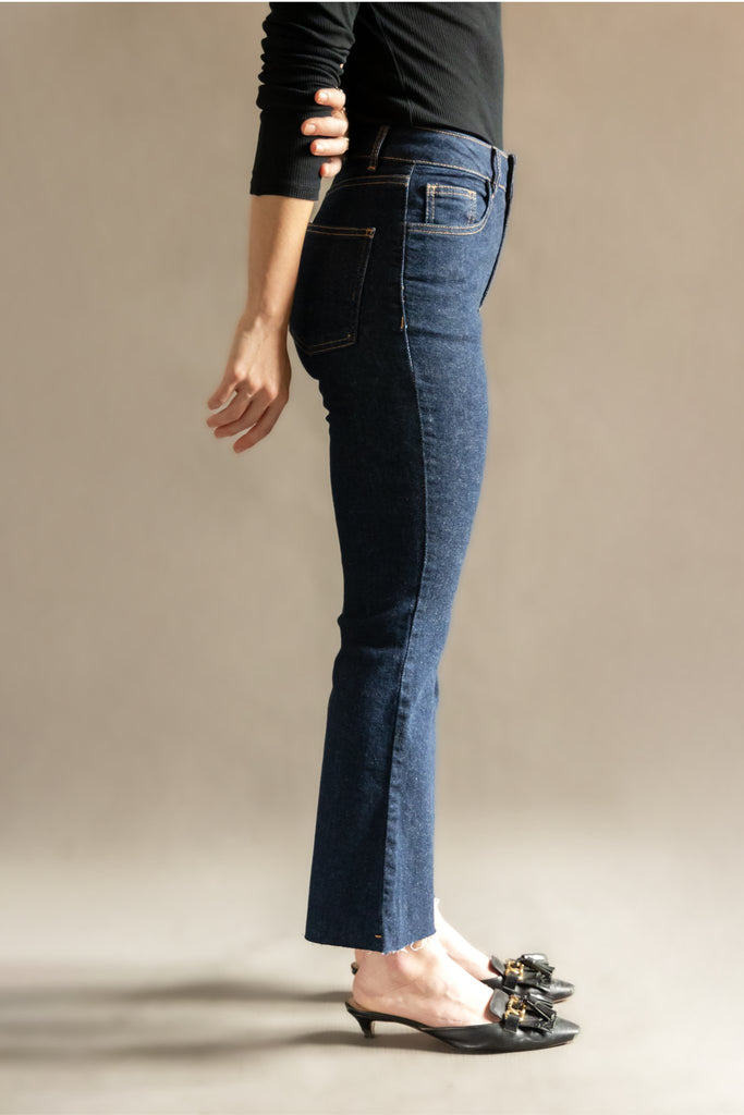 Petite High-Rise Slim Fit Baby-Flare Jeans (Dark) - Piccoli